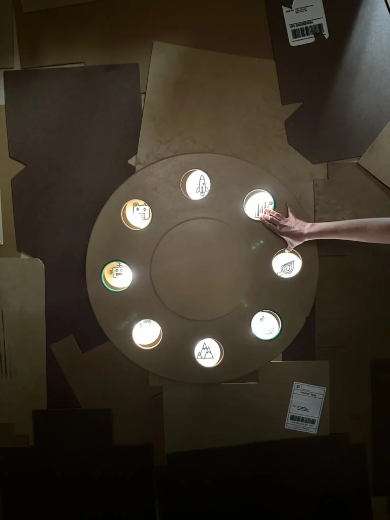 Hand spinning a cardboard wheel